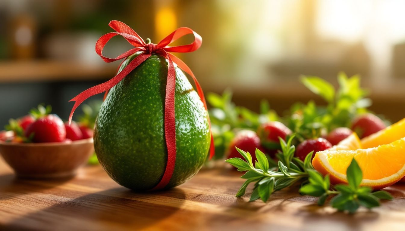 Eine Avocado, die als Frucht der Liebe gilt, auf einem Tisch.