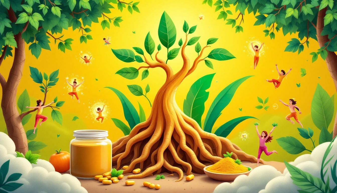 Verschiedene Formen von Maca Produkten, einschließlich Kapseln und Pulver.