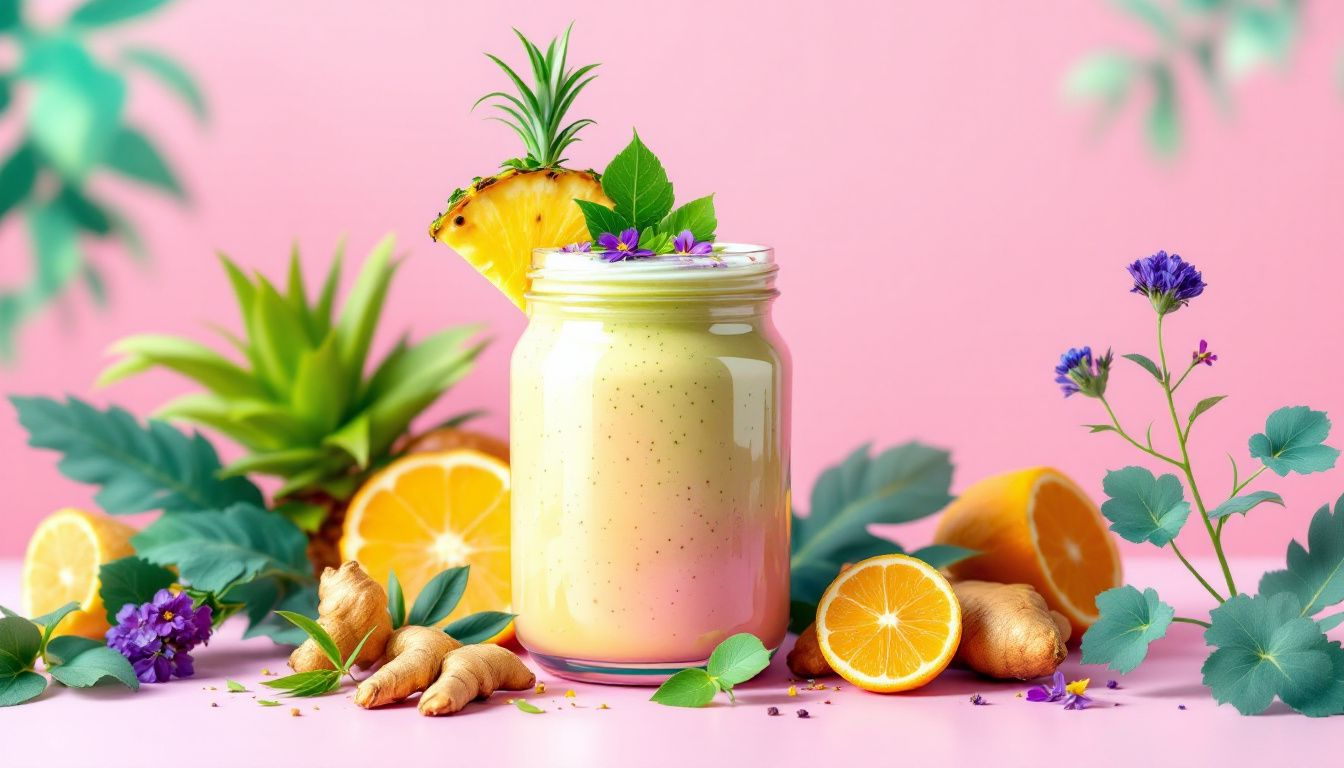 Ein köstlicher Maca-Smoothie, der gesund aussieht.