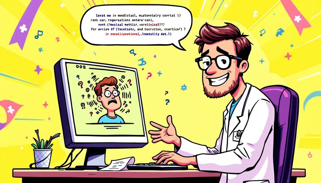 Ein Arzt, der online eine Konsultation durchführt, während ein Patient auf dem Bildschirm erscheint.
